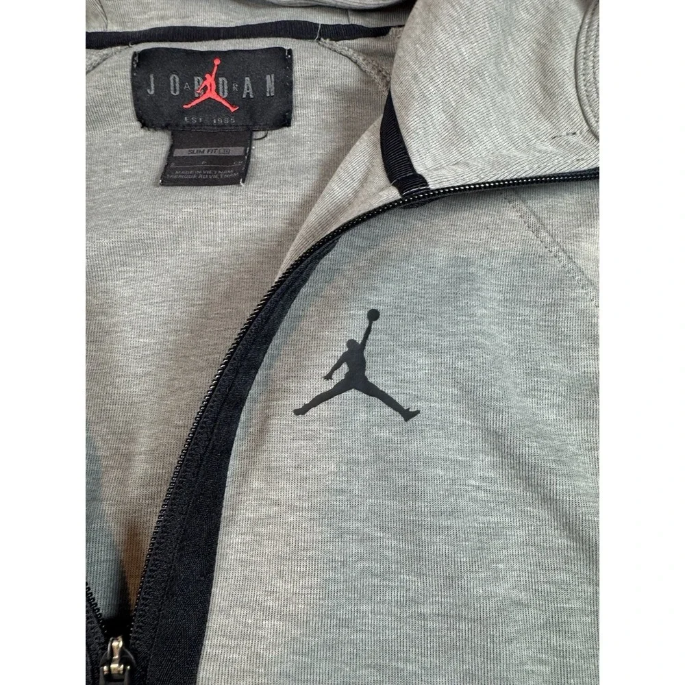 Jordan‎ Dri-FIT Hoodie Mens 2XL Gray Slim Fit Full Zip Jumpman Sweatshirt